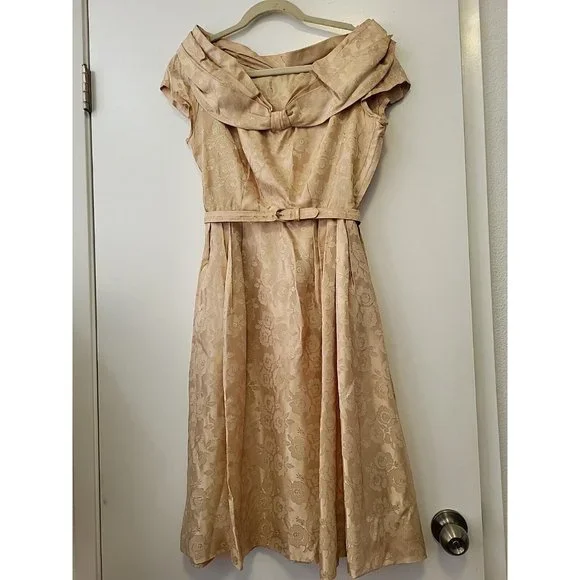 green emerald velvet dress Vintage 1950s Fred Perlberg gold party dress – Wink Vintage main image 1
